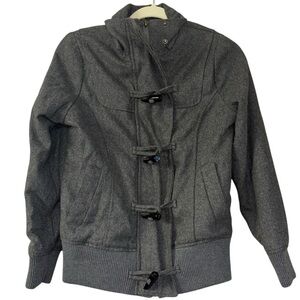 Dollhouse Woolblend Y2K Gray Button Up Zip Sweater Jacket Women’s M Winter Warm